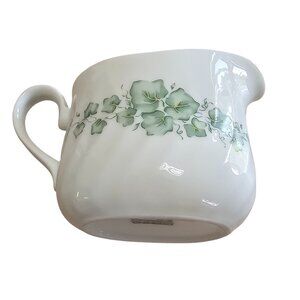 Corelle Callaway Sauce Gravy Boat 6.25" white 12oz green trim ivy swirl texture